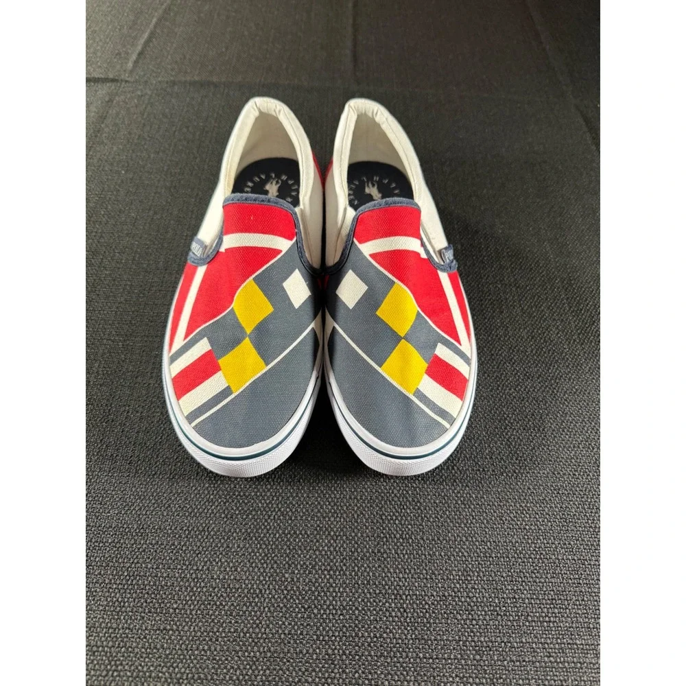 Polo Ralph Lauren Landyn Nautical Flag Canvas Slip On Sneakers Mens 5 RF101488